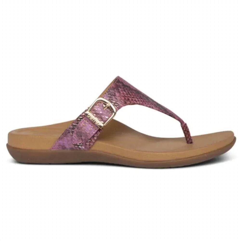 NEW AETREX women's rita adjustable thong sandal in pink snake